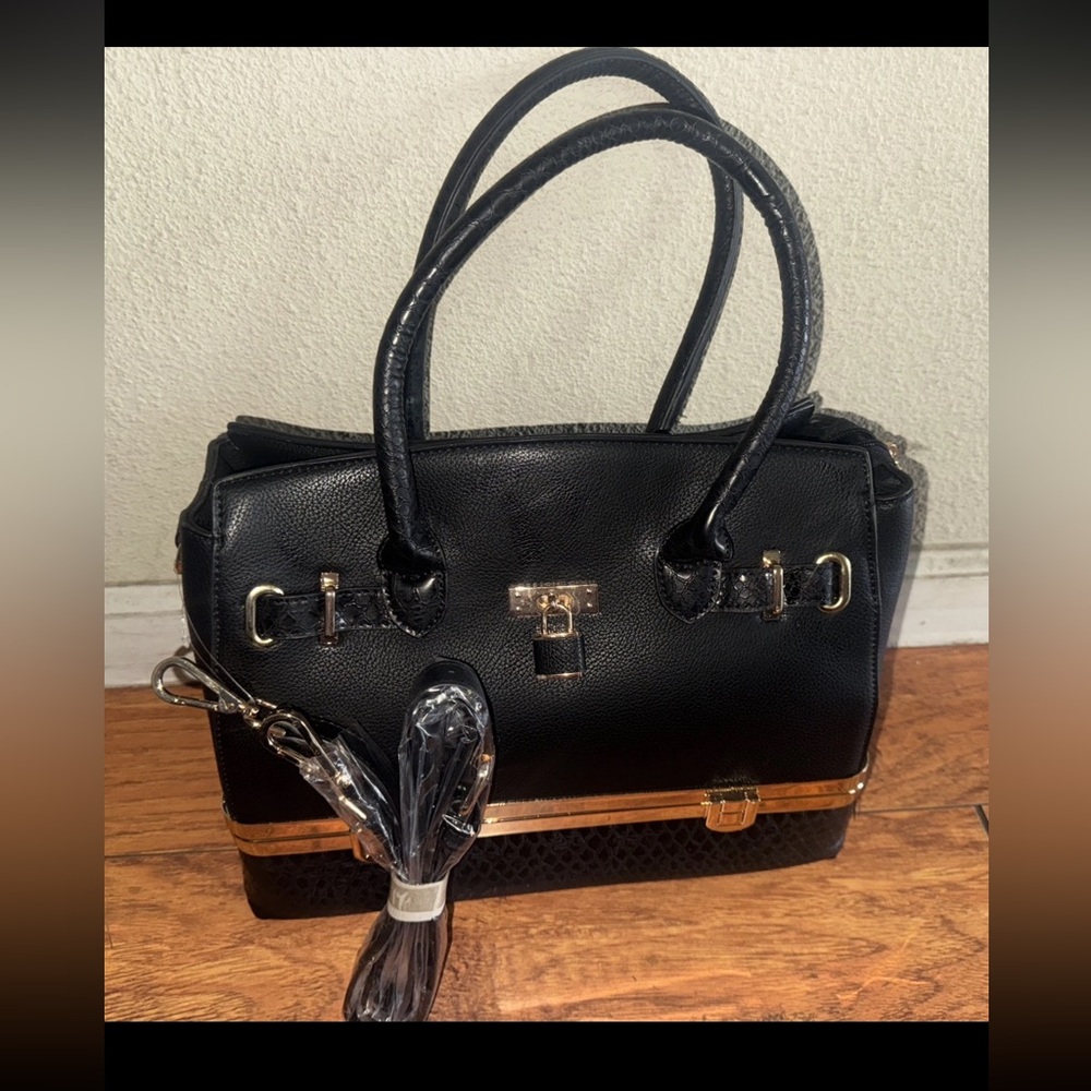 Shoulder bag handbag Le Miel 3 N 1 Black Leather Shoulder Bag Handbag Purse New